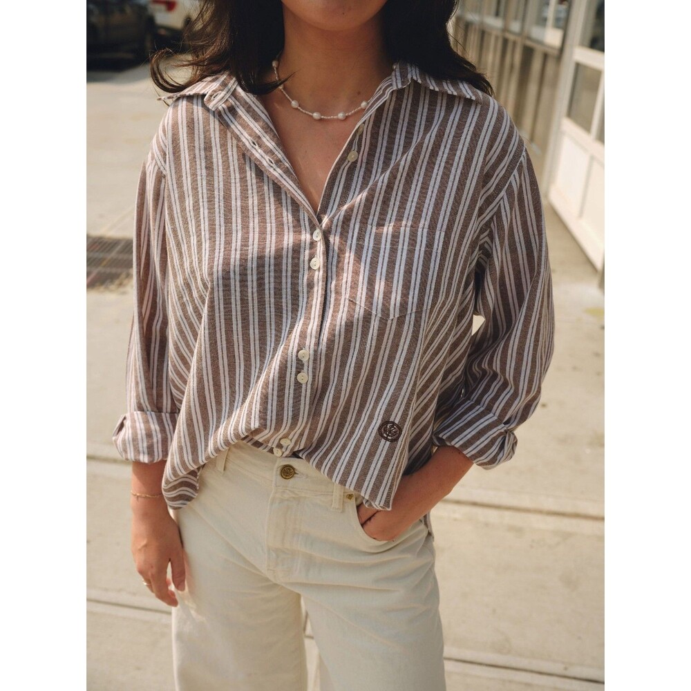 Nelle Atelier The Chacha Oversized Button Down Shirt Top Striped M New 284520